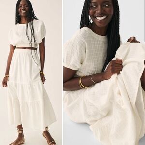Faherty Cream Maxi Skirt
